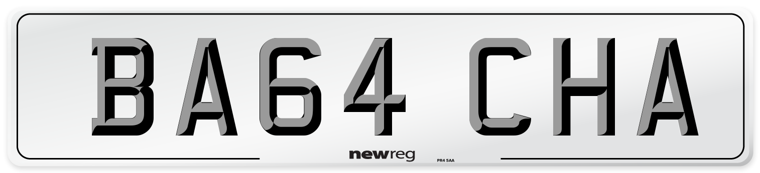 BA64 CHA Number Plate from New Reg